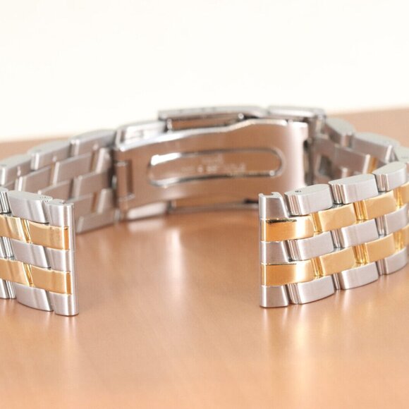Hadley-Roma 20mm Gold Plated & Steel Solid Link Watch Bracelet/Band, MB4437T - Picture 3 of 3